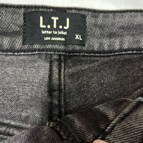 Anthropologie LTJ Letter to Juliet Acid Black cut off jean shorts NWT size xl - Picture 7 of 11